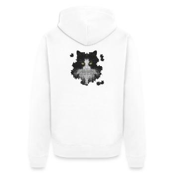 Katze schwarz weiss, Puzzles, pet prints - Unisex Premium Bio Zip Hoodie - Weiß - Hinten - Thijin (182cm)