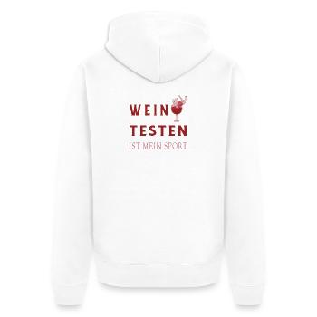 Wein Tester Design - Unisex Premium Bio Zip Hoodie - Weiß - Hinten - Thijin (182cm)