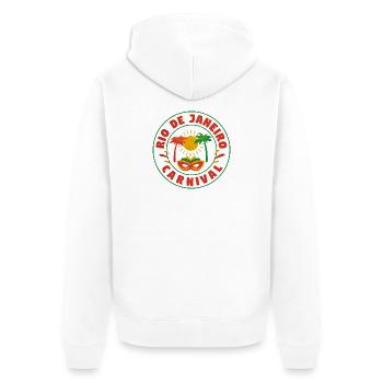 Rio Carnaval Sun Mask Logo - Unisex Premium Organic Zip Hoodie - white - Back - Thijin (182cm)