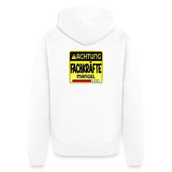ACHTUNG FACHKRÄFTE MANGEL SPRÜCHE - HANDWERK - Unisex Premium Bio Zip Hoodie - Weiß - Hinten - Thijin (182cm)