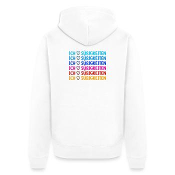 Herz Süß Statement Ich Liebe Süßigkeiten Lecker - Unisex Premium Bio Zip Hoodie - Weiß - Hinten - Thijin (182cm)