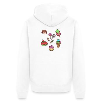 Eis Lecker Süßigkeiten Naschkatzen Bonbon Cupcake - Unisex Premium Bio Zip Hoodie - Weiß - Hinten - Thijin (182cm)