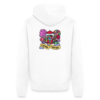 Bonbons Bonbons Délicieux Dessert Déclaration Sucré - Veste à capuche bio Premium Unisexe - blanc - Dos - Thijin (182cm)