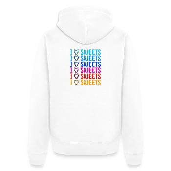 J’aime les bonbons déclaration dent sucrée - Veste à capuche bio Premium Unisexe - blanc - Dos - Thijin (182cm)