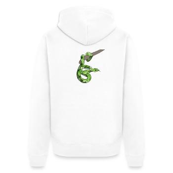 Grüne Schlange - Unisex Premium Bio Zip Hoodie - Weiß - Hinten - Thijin (182cm)