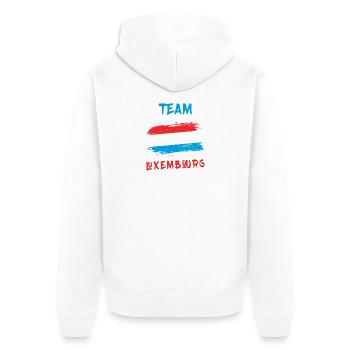 Drapeaux de l'équipe du Luxembourg - Veste à capuche bio Premium Unisexe - blanc - Dos - Thijin (182cm)