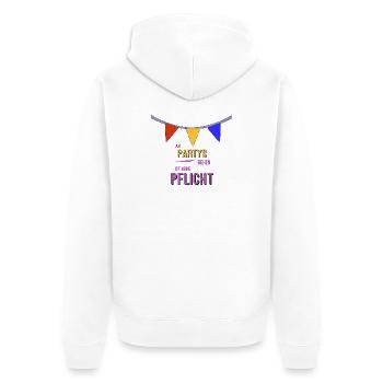 Party machen ist meine Pflicht - Unisex Premium Bio Zip Hoodie - Weiß - Hinten - Thijin (182cm)