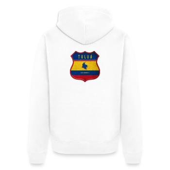 Motif écusson Tuluá Colombia - Veste à capuche bio Premium Unisexe - blanc - Dos - Thijin (182cm)