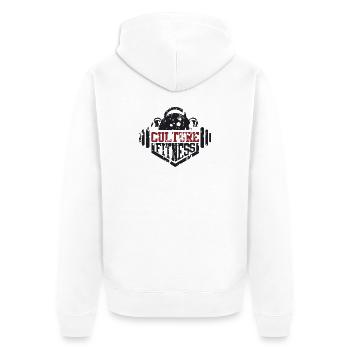Fitness Culture - Veste à capuche bio Premium Unisexe - blanc - Dos - Thijin (182cm)