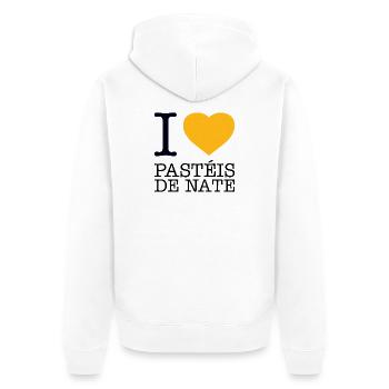 I LOVE PASTELS DE NATA Portugal Cake - Unisex Premium Bio Zip Hoodie - Weiß - Hinten - Thijin (182cm)