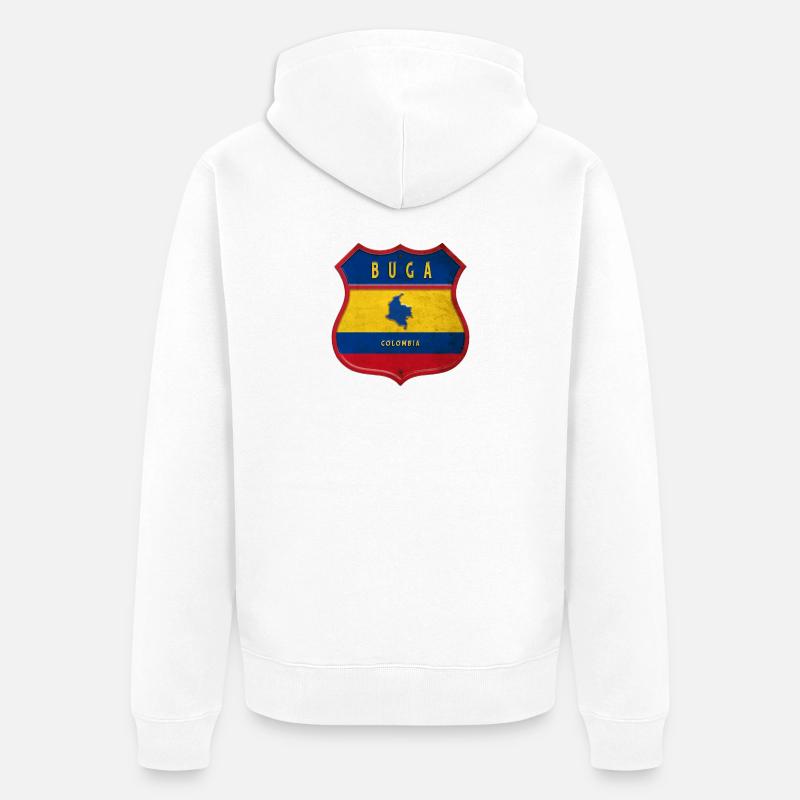 Buga Kolumbien Wappen Design - Unisex Premium Bio Zip Hoodie - Weiß