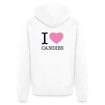 I LOVE CANDIES - Unisex Premium Organic Zip Hoodie - white - Back - Thijin (182cm)