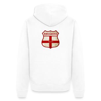 Middlesbrough England coat of arms - Unisex Premium Organic Zip Hoodie - white - Back - Thijin (182cm)