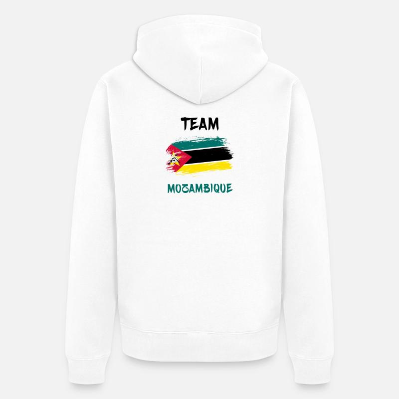 Drapeaux de l'équipe du Mozambique - Veste à capuche bio Premium Unisexe - blanc
