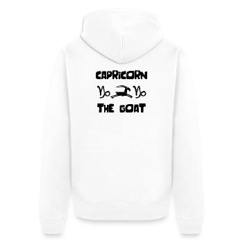 Steinbock Statement Astronomie Tierkreiszeichen - Unisex Premium Bio Zip Hoodie - Weiß - Hinten - Thijin (182cm)
