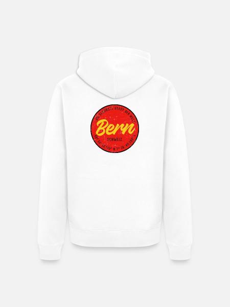 Bern Badge Retro RotGelb - Unisex Premium Bio Zip Hoodie - Weiß