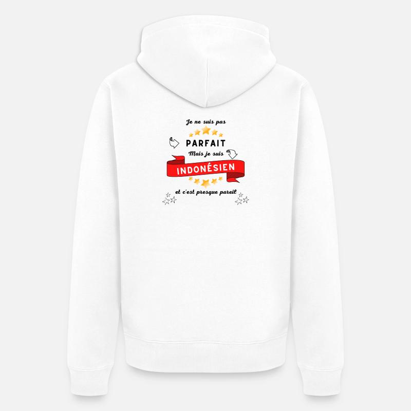 Ich bin nicht perfekt, aber ich bin Indonesier - Unisex Premium Bio Zip Hoodie - Weiß