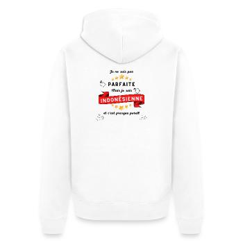 Je ne suis pas parfaite mais je suis indonésienne - Veste à capuche bio Premium Unisexe - blanc - Dos - Thijin (182cm)