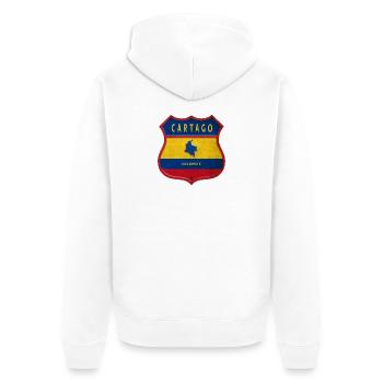 Écusson Cartago Colombia - Veste à capuche bio Premium Unisexe - blanc - Dos - Thijin (182cm)