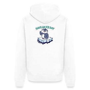 Cool Pinguin Eis Statement Vogel Tier Antarktis - Unisex Premium Bio Zip Hoodie - Weiß - Hinten - Thijin (182cm)