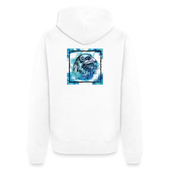 Der blaue Rabe, Tier Geschenke - Unisex Premium Bio Zip Hoodie - Weiß - Hinten - Thijin (182cm)