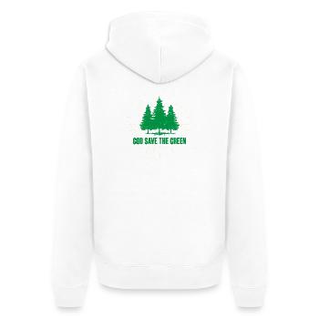 Gott schütze das Grün - Unisex Premium Bio Zip Hoodie - Weiß - Hinten - Thijin (182cm)