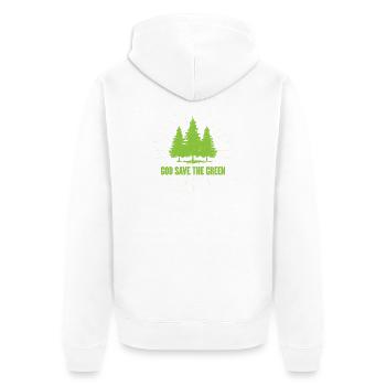 Gott schütze das Grün - Unisex Premium Bio Zip Hoodie - Weiß - Hinten - Thijin (182cm)