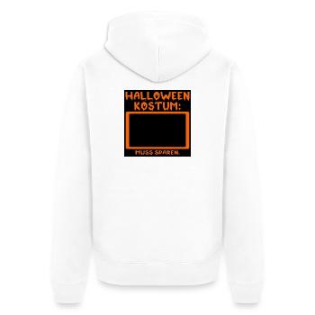 KEIN HALLOWEEN KOSTÜM - MUSS SPAREN - INFLATION - Unisex Premium Bio Zip Hoodie - Weiß - Hinten - Thijin (182cm)
