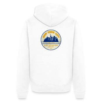 New York Skyline Vintage Badge - Unisex Premium Bio Zip Hoodie - Weiß - Hinten - Thijin (182cm)