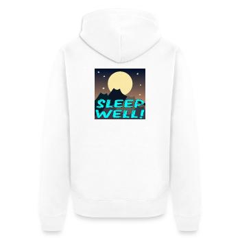 GUT SCHLAFEN - KATZENLANDSCHAFT - VOLLMOND - Unisex Premium Bio Zip Hoodie - Weiß - Hinten - Thijin (182cm)