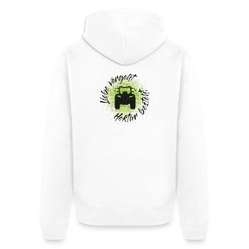 Liebe vergeht - Hektar besteht, Traktor, Landwirt - Unisex Premium Bio Zip Hoodie - Weiß - Hinten - Thijin (182cm)