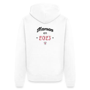 Maman en 2023 - Veste à capuche bio Premium Unisexe - blanc - Dos - Thijin (182cm)