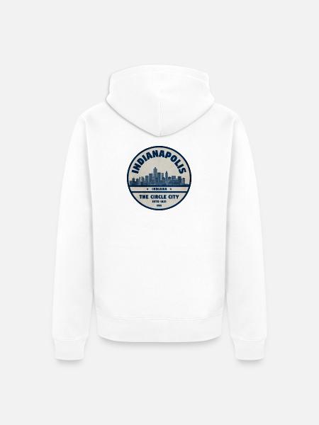 Indianapolis Skyline County Town - Unisex Premium Organic Zip Hoodie - white