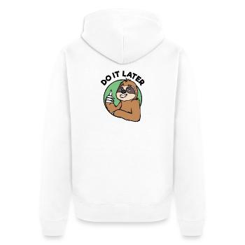 Faul Statement Faultier Tier Säugetier Zoo Urwald - Unisex Premium Bio Zip Hoodie - Weiß - Hinten - Thijin (182cm)