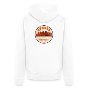 Denver Vintage Skyline Logo - Unisex Premium Organic Zip Hoodie - white - Back - Thijin (182cm)