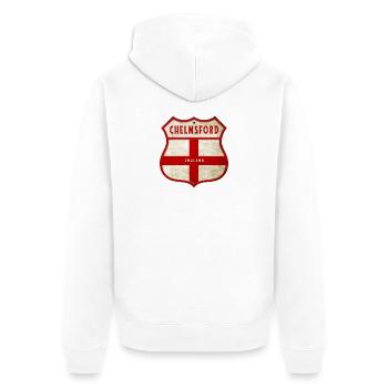 Chelmsford England Wappen - Unisex Premium Bio Zip Hoodie - Weiß - Hinten - Thijin (182cm)