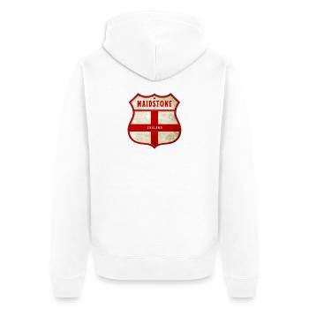Armoiries de Maidstone, Angleterre - Veste à capuche bio Premium Unisexe - blanc - Dos - Thijin (182cm)