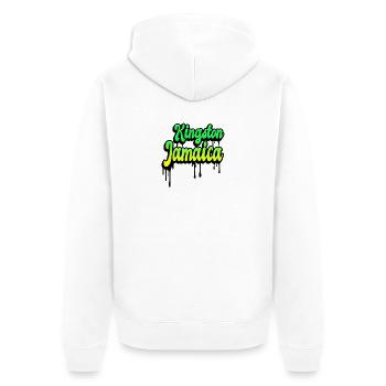 Kingston Jamaika Design - Unisex Premium Bio Zip Hoodie - Weiß - Hinten - Thijin (182cm)