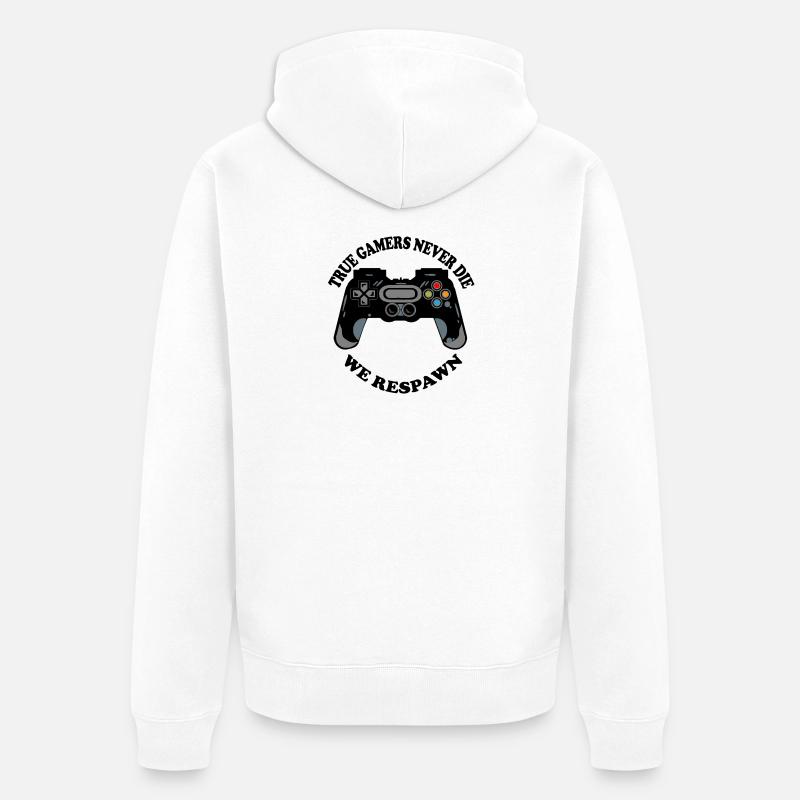 Crabe de jeu avec icônes de manette - Veste à capuche bio Premium Unisexe - blanc