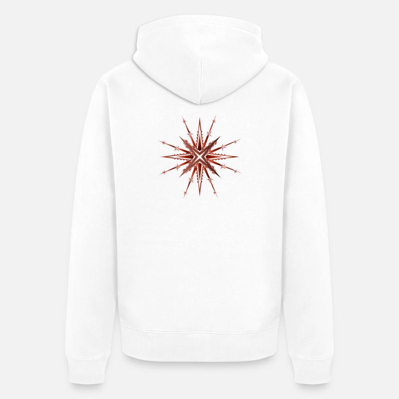funkelnder und strahlender Rostroter Stern - Unisex Premium Bio Zip Hoodie - Weiß
