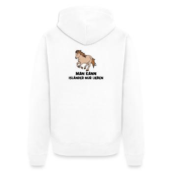 Chevaux islandais déclaration chevaux coeur galop - Veste à capuche bio Premium Unisexe - blanc - Dos - Thijin (182cm)