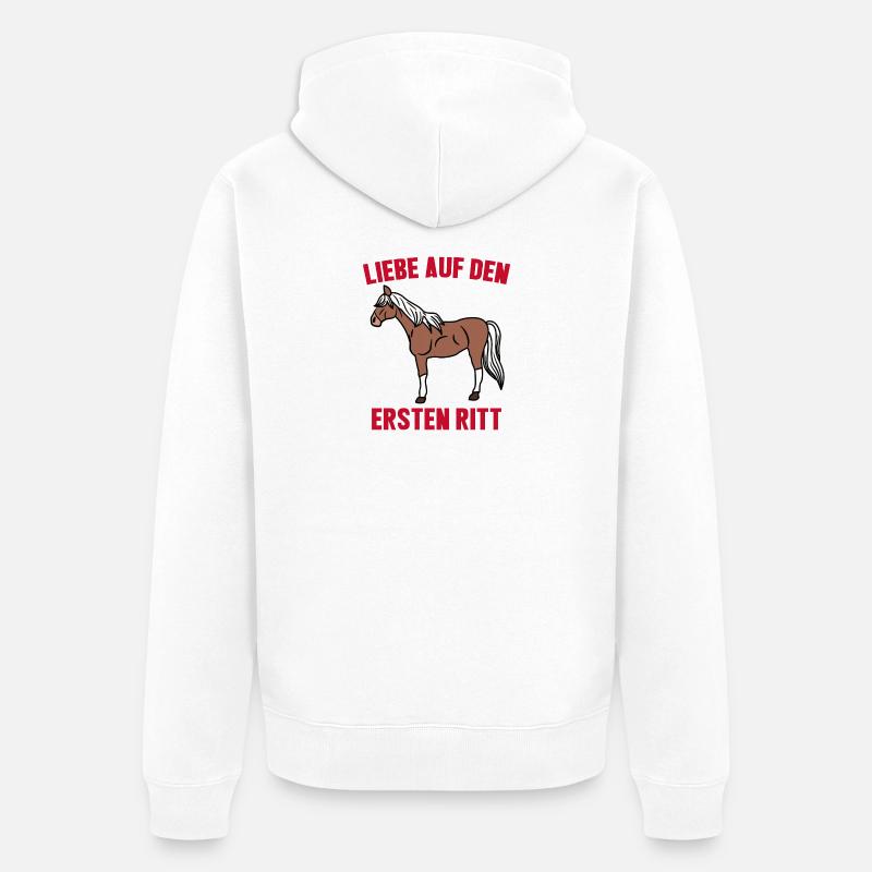 Islandpferde Pferdenarr Cool Statement Pferde - Unisex Premium Bio Zip Hoodie - Weiß