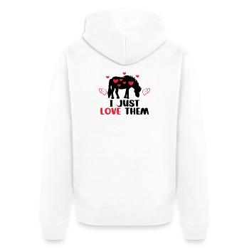 Herz Pferde Statement Islandpferde Pferdeliebe - Unisex Premium Bio Zip Hoodie - Weiß - Hinten - Thijin (182cm)