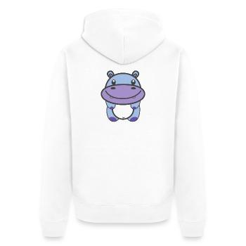 Hippopotame mignon Kawaii - Veste à capuche bio Premium Unisexe - blanc - Dos - Thijin (182cm)