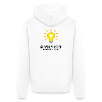 Je suis un génie - Veste à capuche bio Premium Unisexe - blanc - Dos - Thijin (182cm)
