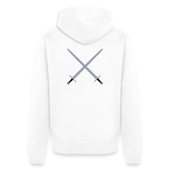Gekreuzte Schwerter. - Unisex Premium Bio Zip Hoodie - Weiß - Hinten - Thijin (182cm)