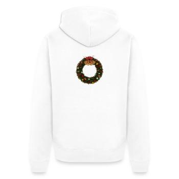 Weihnachtskranz mit Glocken und Schleife - Unisex Premium Bio Zip Hoodie - Weiß - Hinten - Thijin (182cm)