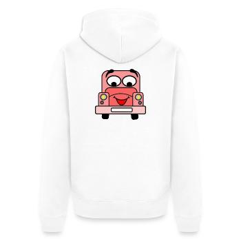Voiture gaie avec visage rose - Veste à capuche bio Premium Unisexe - blanc - Dos - Thijin (182cm)