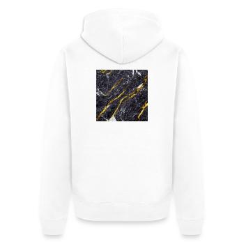 Marble Black Gold Texture - Unisex Premium Organic Zip Hoodie - white - Back - Thijin (182cm)