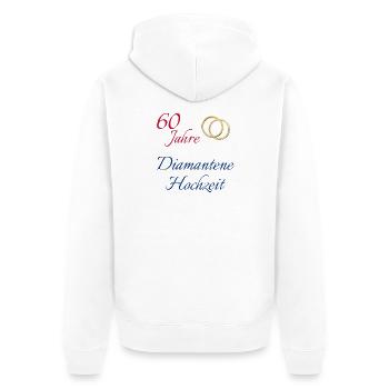 60 Jahre Diamantene Hochzeit Text rot blau gold - Unisex Premium Bio Zip Hoodie - Weiß - Hinten - Thijin (182cm)